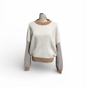 ABERCROMBIE & Fitch NEUTRAL COLORBLOCK SWEATER SIZE Lg Minimalist Lounge Cozy